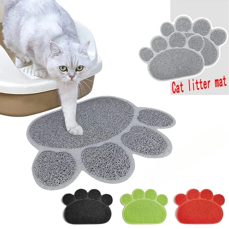 Tapis de litière pour chat motif pattes — imperméable, 2 tailles
