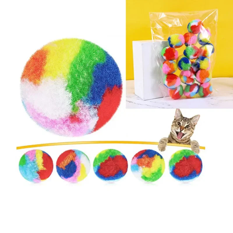 Balles en peluche pour chat — lot de 20 couleurs assorties – photo 2
