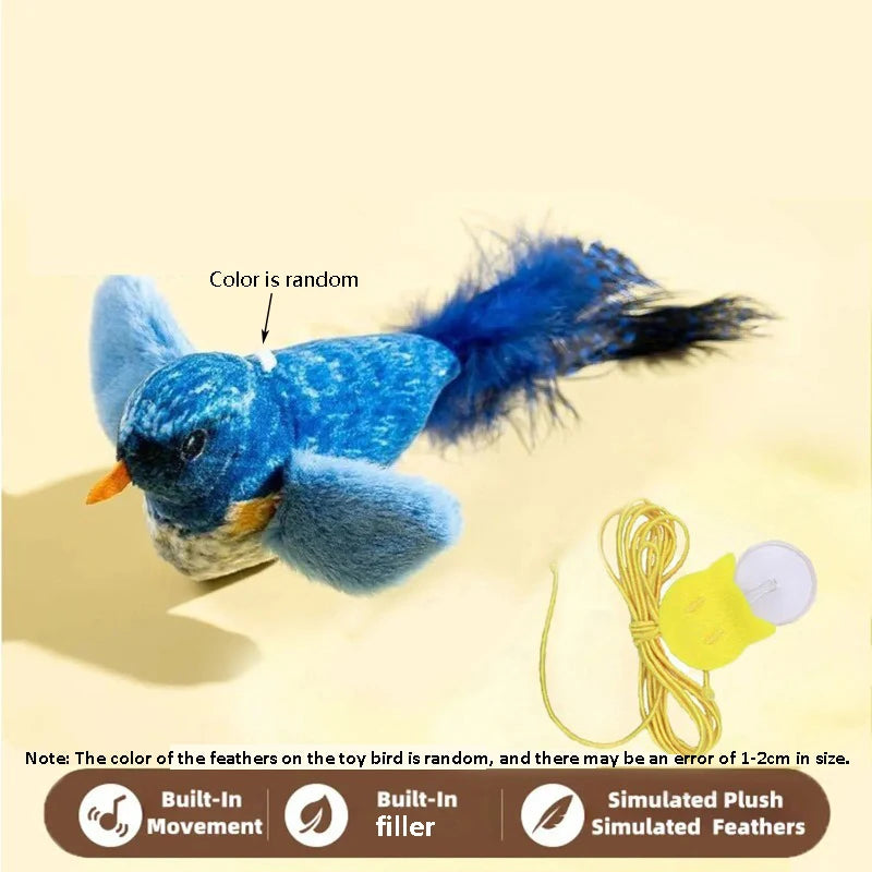 Jouet oiseau sonore pour chat sur corde élastique — à suspendre – photo 9