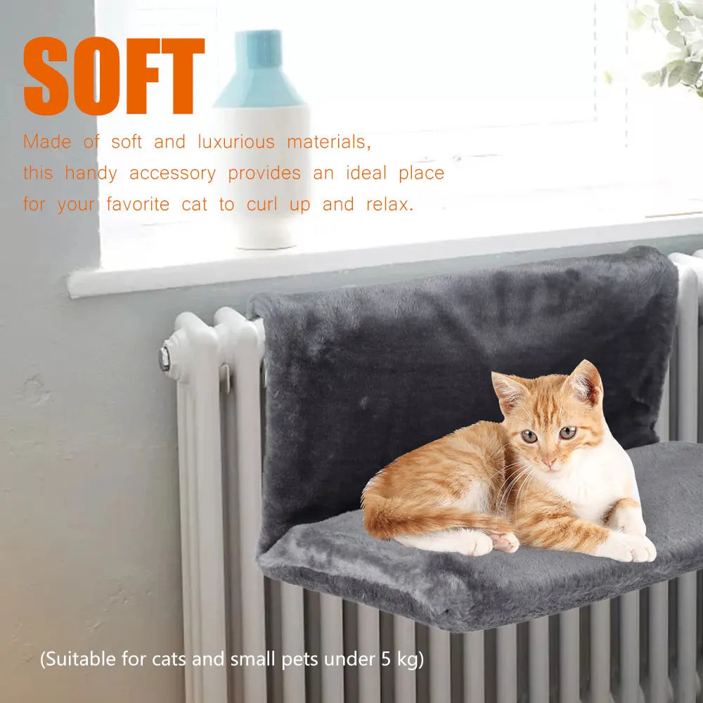 Hamac de radiateur pour chat — lit suspendu en peluche, cadre métal – photo 2