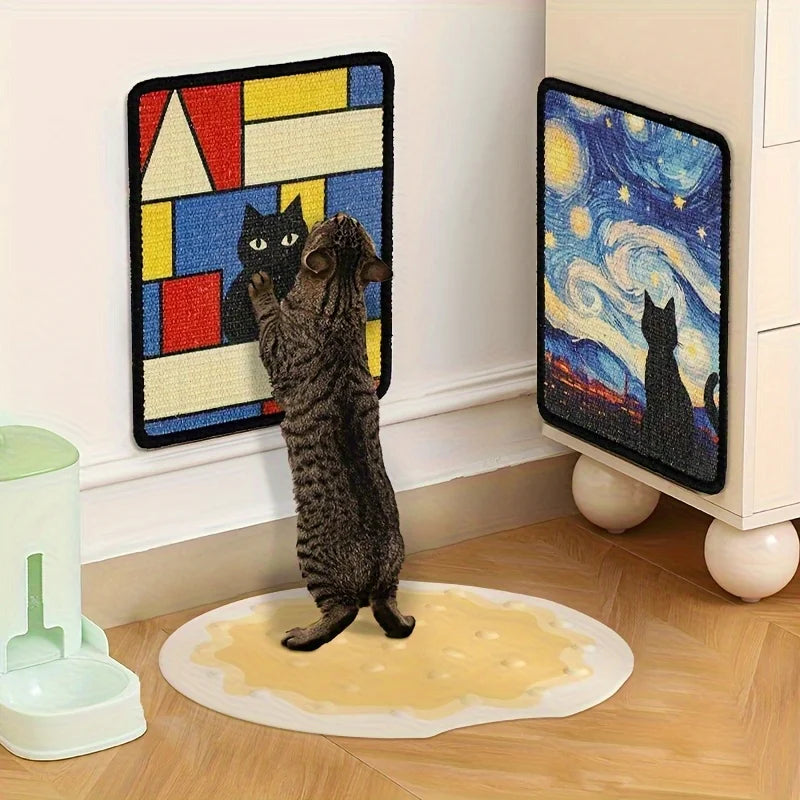 Griffoir mural en sisal pour chat — tableau décoratif, 5 motifs