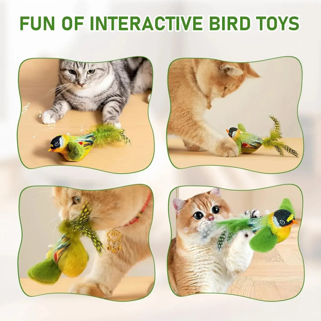 Jouet oiseau sonore pour chat sur corde élastique — à suspendre – photo 5