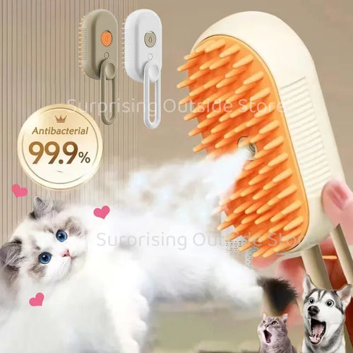 Brosse vapeur pour chat 3 en 1 — brosse à brumisation pliable