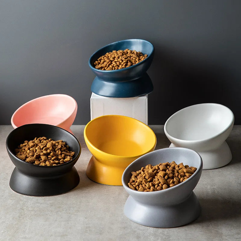 Gamelle surélevée pour chat en céramique inclinée à 15° — 6 coloris
