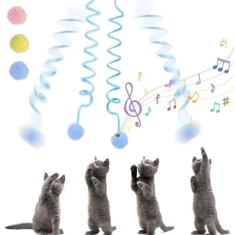 Canne pour chat à ressort avec balle en laine — 3 coloris – photo 3