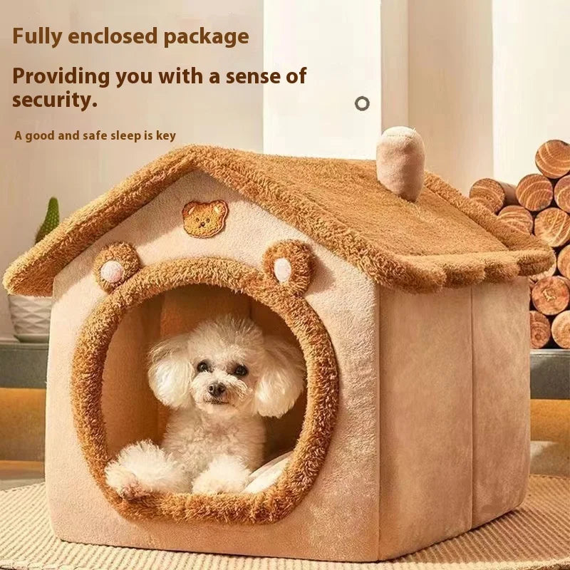 Maison pour chat en peluche — lavable, toutes saisons, S à L