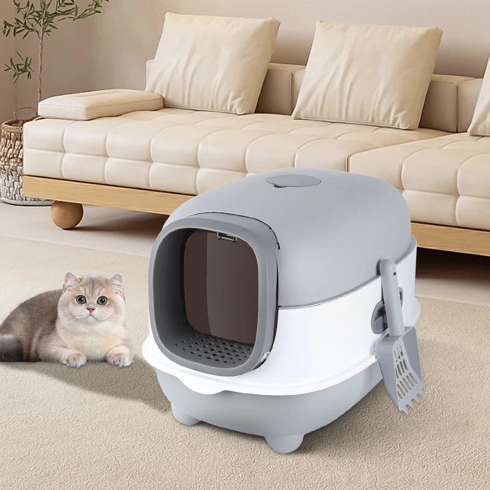Maison de toilette pour chat fermée en dôme — avec pelle, XXL – photo 2