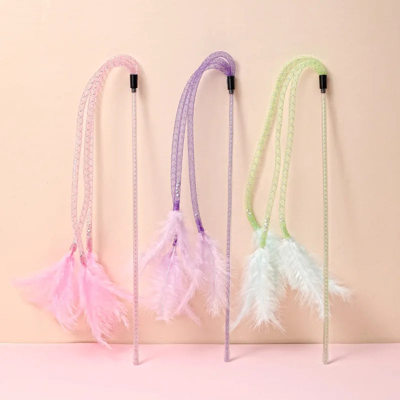 Canne à plumes pour chat 42 cm avec grelot — 3 coloris – photo 6