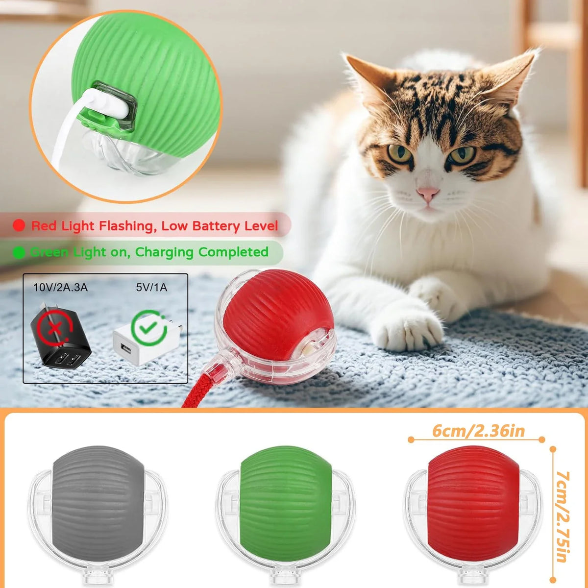 Balle interactive pour chat à roulement automatique — rechargeable – photo 6