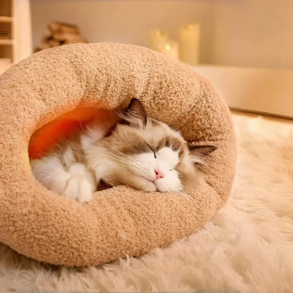 Sac de couchage pour chat en peluche — nid fermé pour l'hiver, M ou L – photo 4