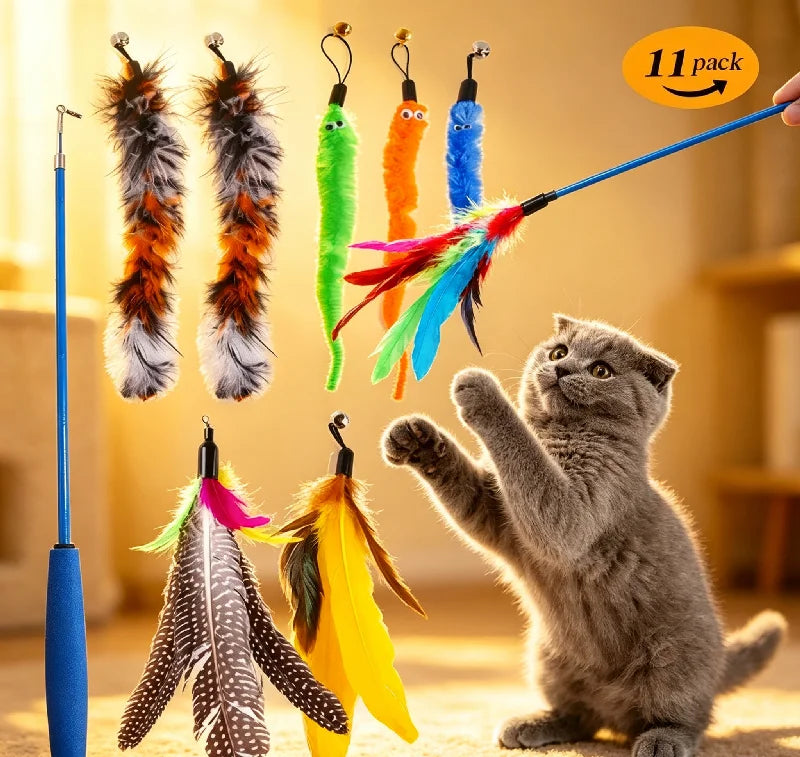 Recharges plumes pour canne à chat — lot de 11 têtes de rechange – photo 2