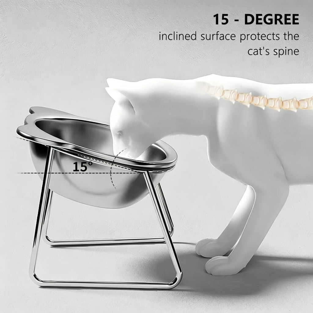 Gamelle surélevée pour chat en inox 304 inclinée à 15°