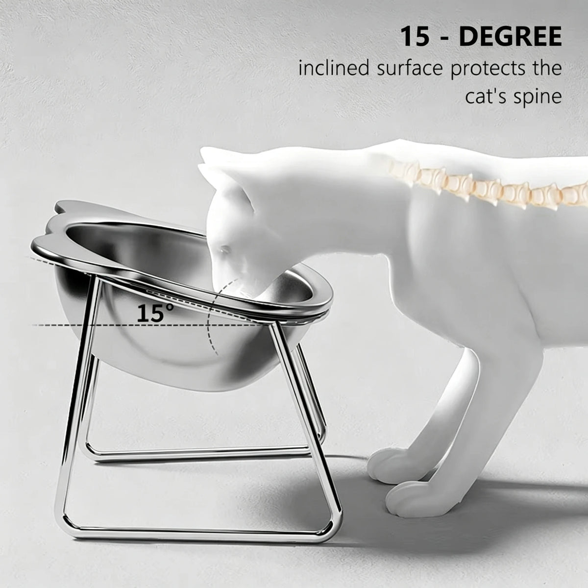 Gamelle surélevée pour chat en inox 304 inclinée à 15°