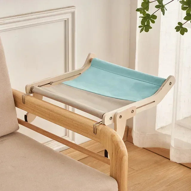 Hamac pour chat sur pied en bois — toile coton lavable, 6 coloris – photo 7