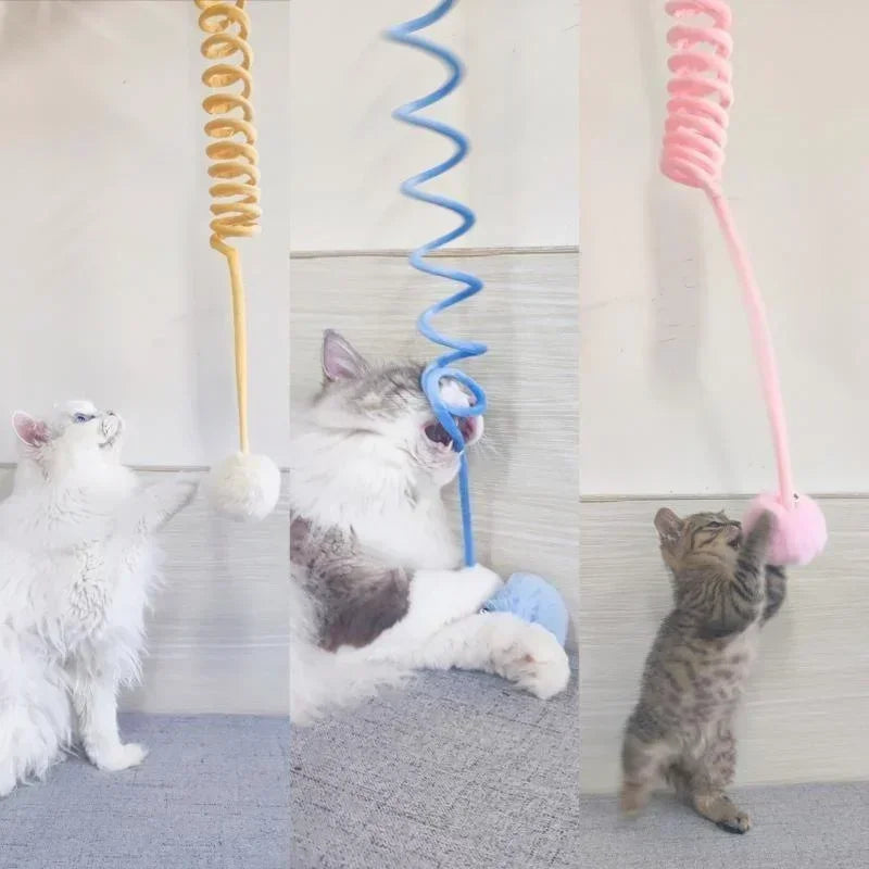 Canne pour chat à ressort avec balle en laine — 3 coloris – photo 2