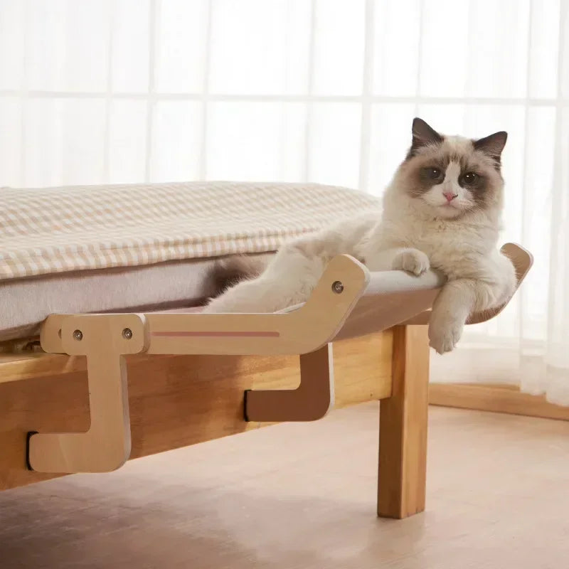 Hamac pour chat sur pied en bois — toile coton lavable, 6 coloris – photo 5