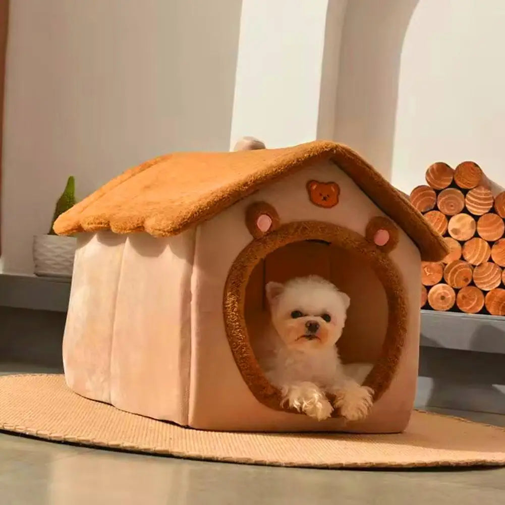 Maison pour chat en peluche ours ou lapin — niche épaisse lavable – photo 3
