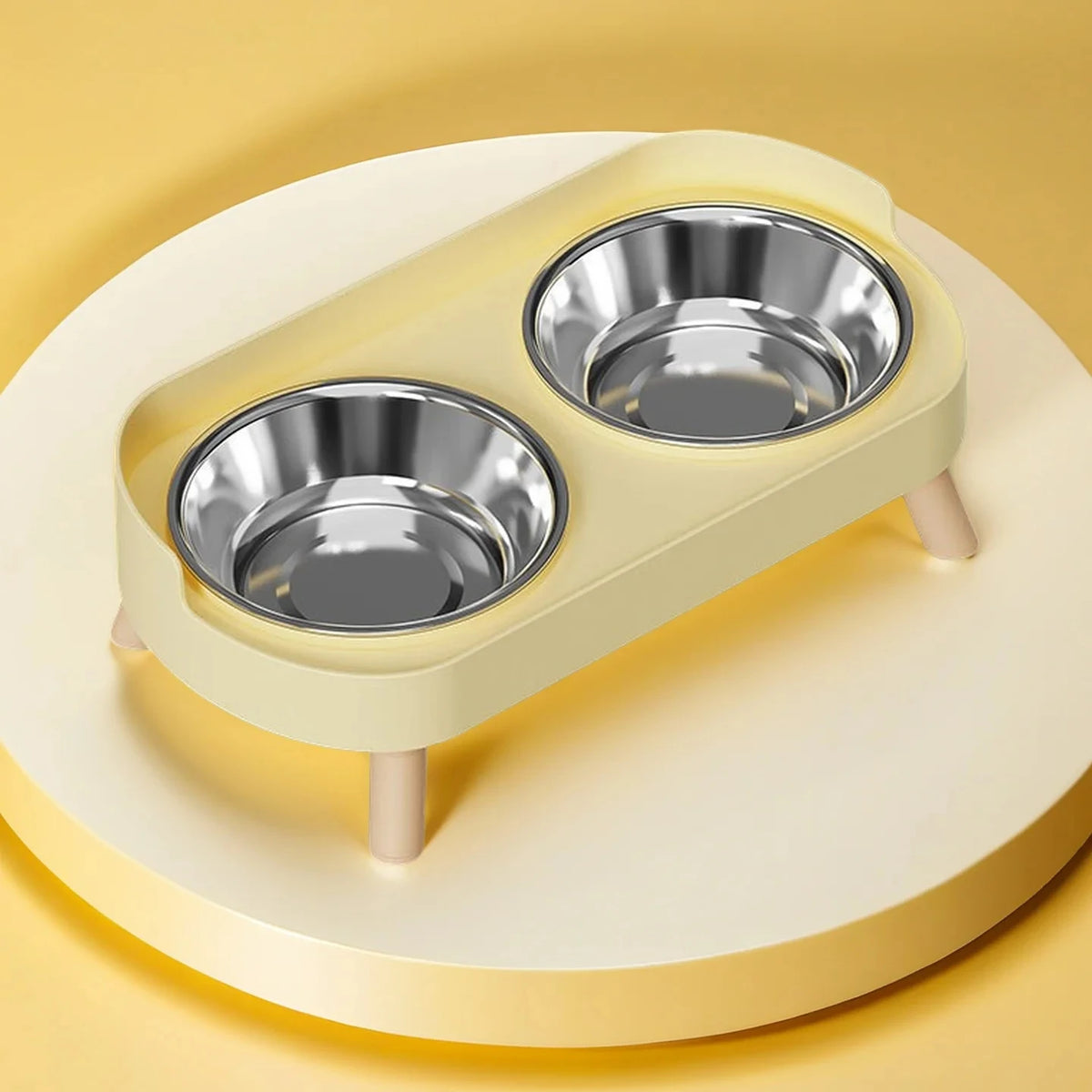 Gamelle double surélevée pour chat — 2 bols ronds, inox ou plastique – photo 11