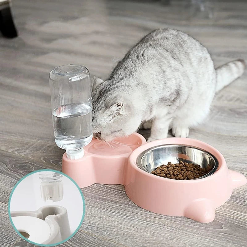 Distributeur de croquettes et d'eau pour chat — réserve 2 en 1 – photo 2