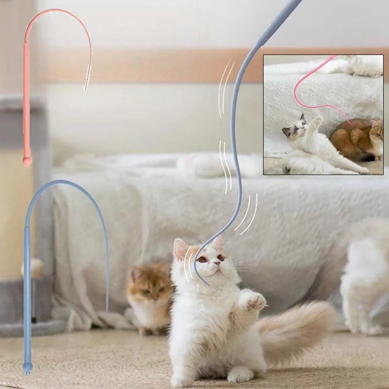 Canne pour chat à queue de souris en silicone — rose ou bleue