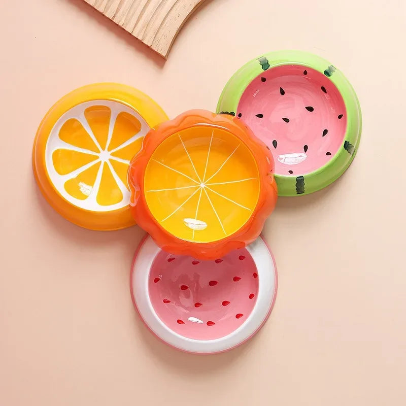 Gamelle en céramique pour chat forme fruit — pastèque, fraise, orange – photo 2