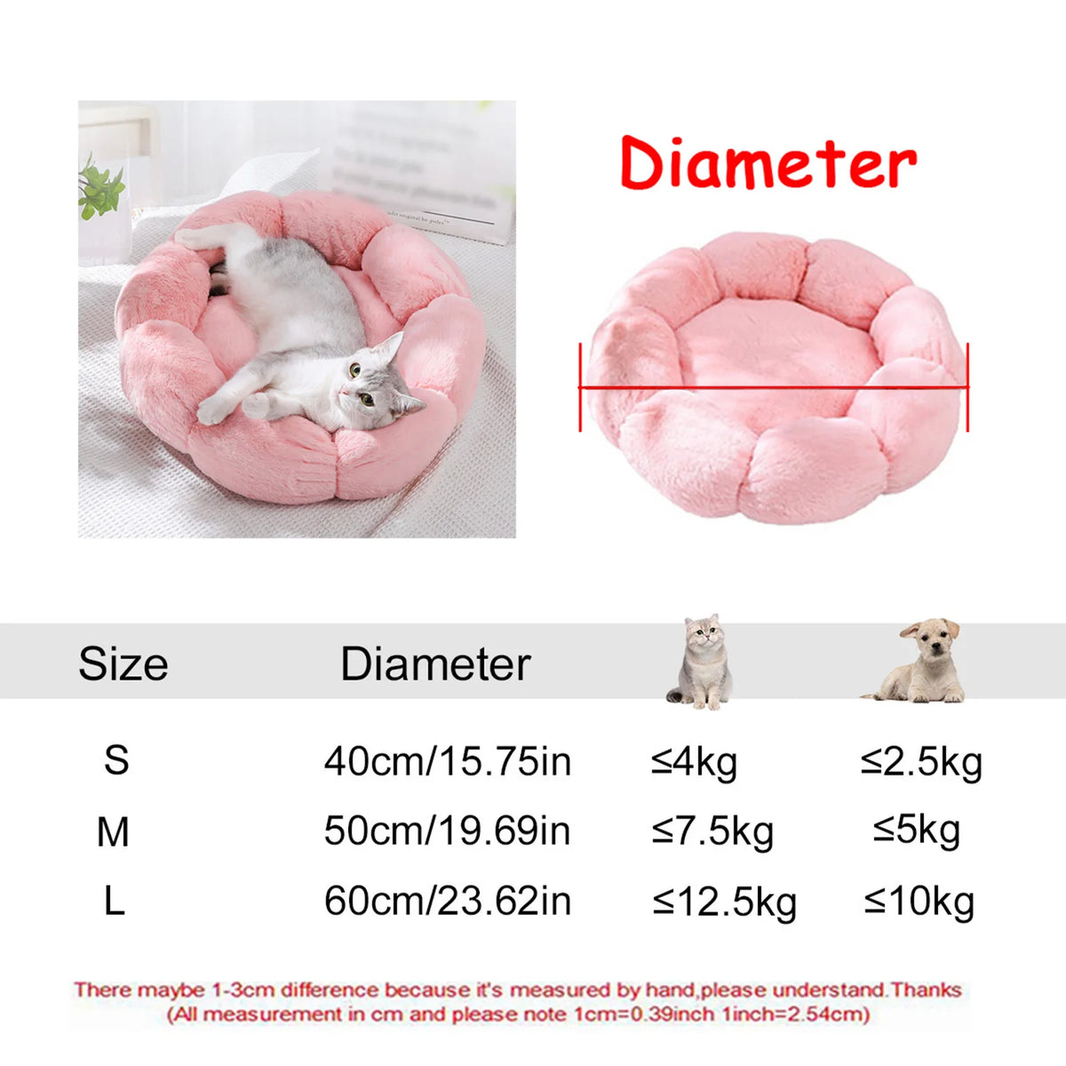 Lit rond pour chat en peluche — panier douillet lavable – photo 21