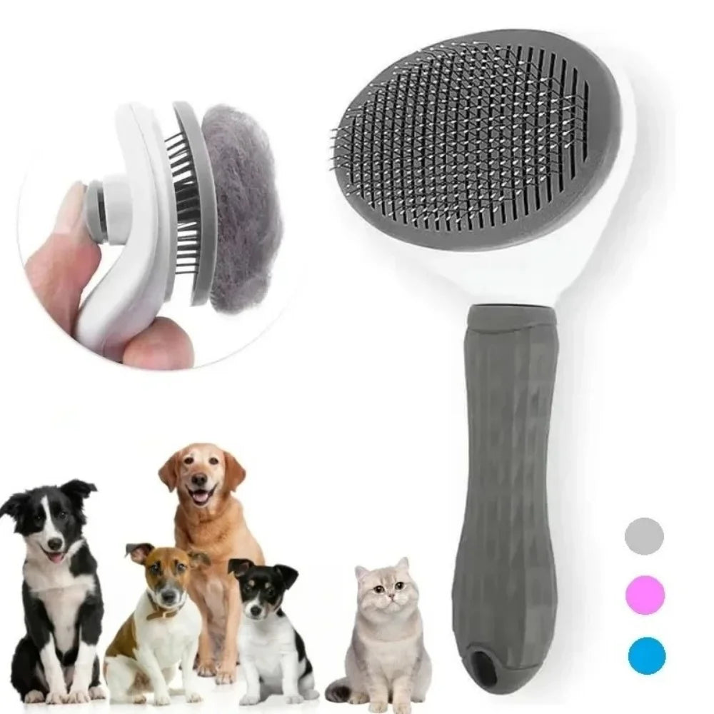 Brosse autonettoyante pour chat — carde anti-poils à bouton