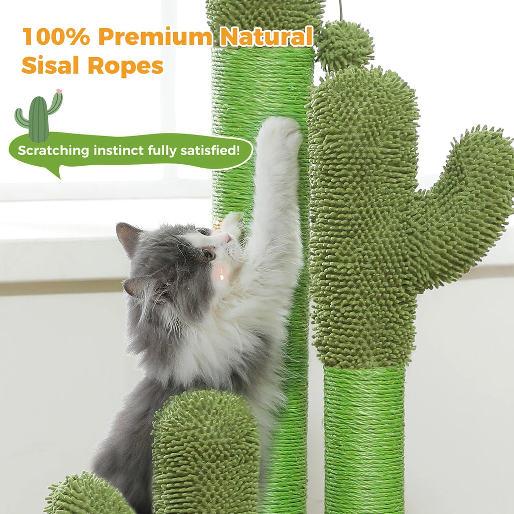 Griffoir cactus pour chat 83 cm — 3 poteaux en sisal et balle – photo 3
