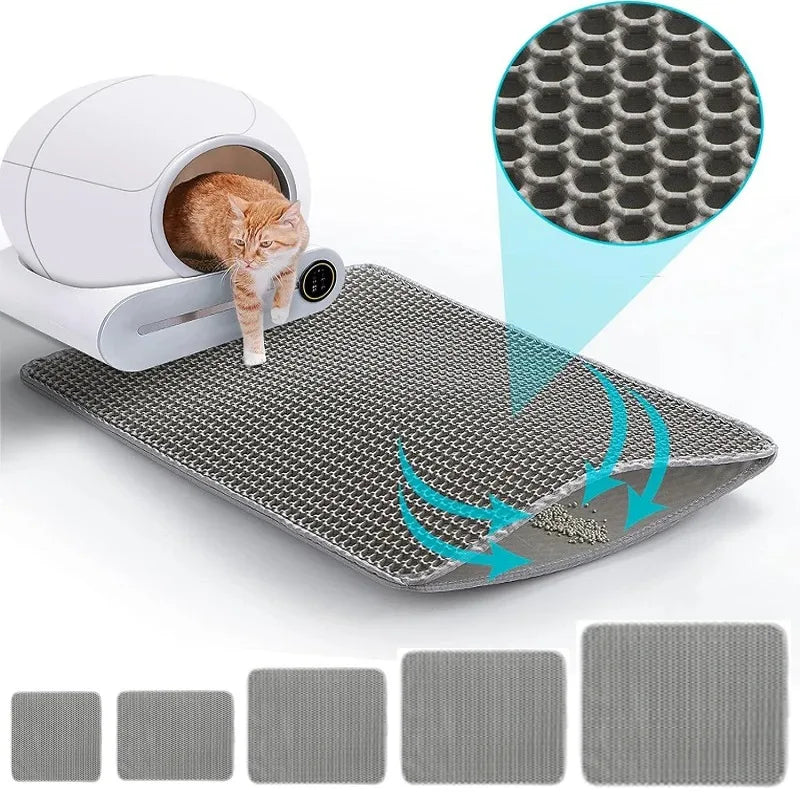 Tapis de litière pour chat imperméable double couche — antidérapant
