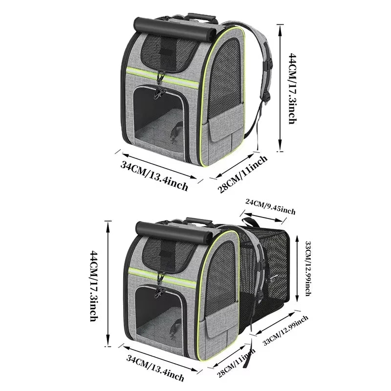 Sac à dos de transport pour chat extensible — fenêtre en maille – photo 5
